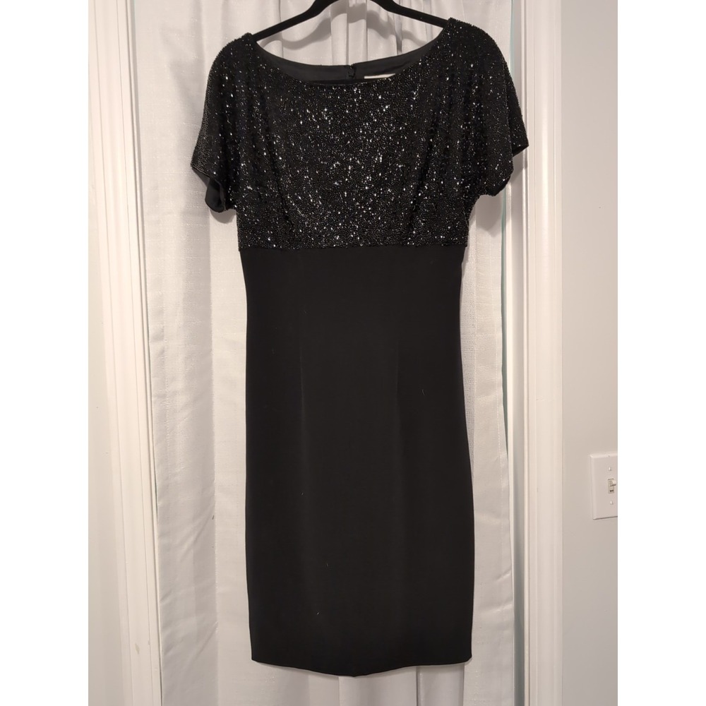 Vtg. Lillie Rubin Black Beaded Cocktail Evening Dress 4 Elegant Wedding Party
